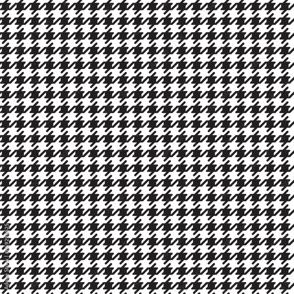 Wall mural rounded edges houndstooth pattern in black and white.seamless pattern dogstooth geometric check plai