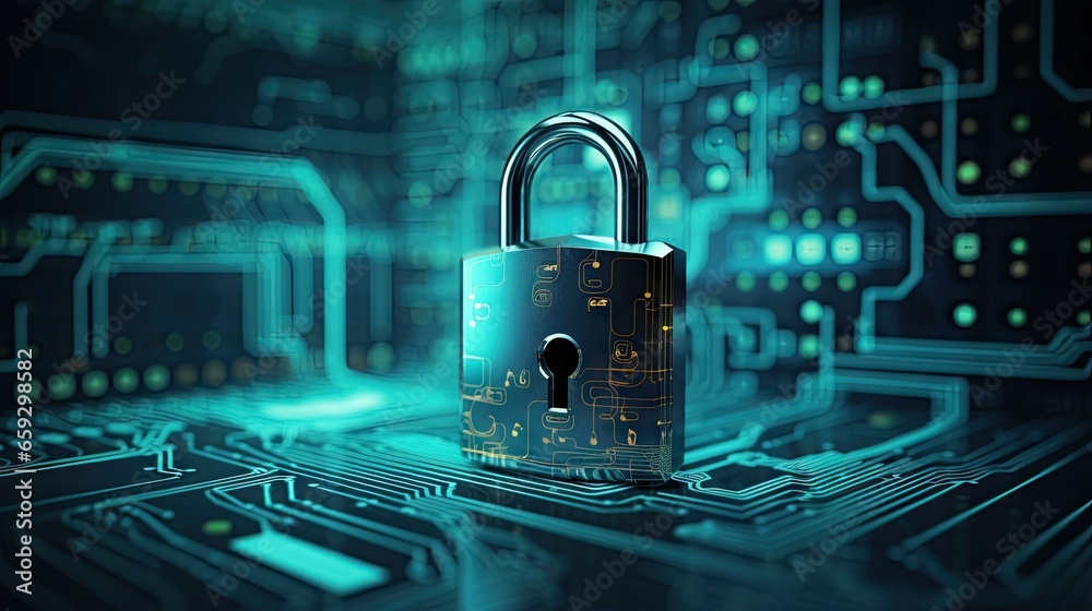 Poster Cybersecurity privacy encryption secure internet future tech internet network system protection