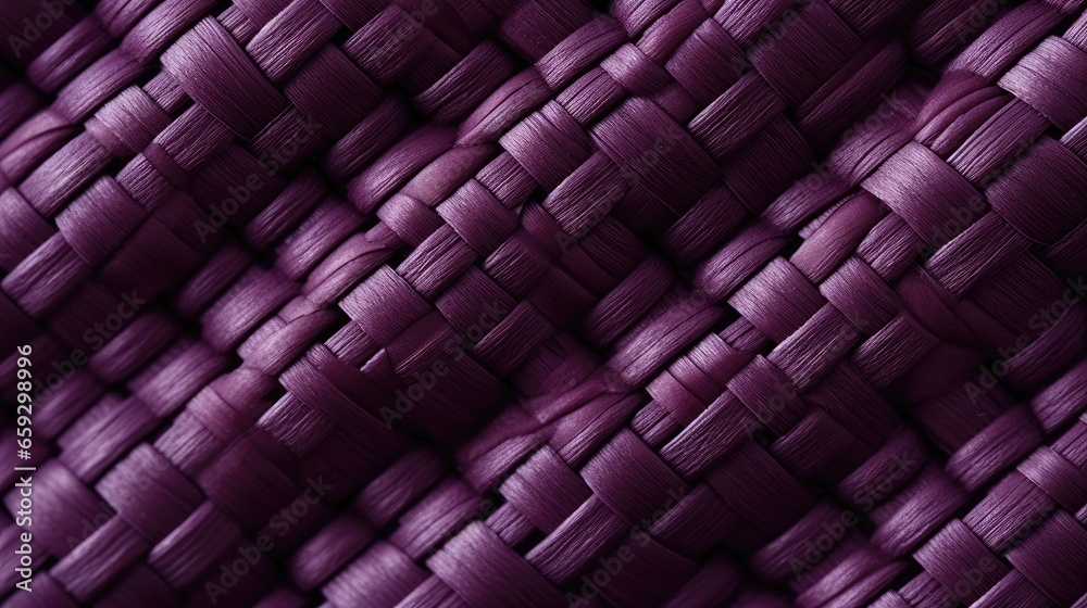 Poster Closeup of a textured dark purple fabric with a wicker like pattern