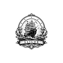 Illustrations of nautical and marine logo designs