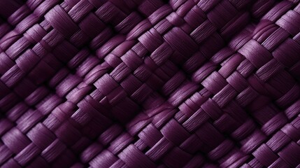 Closeup of a textured dark purple fabric with a wicker like pattern