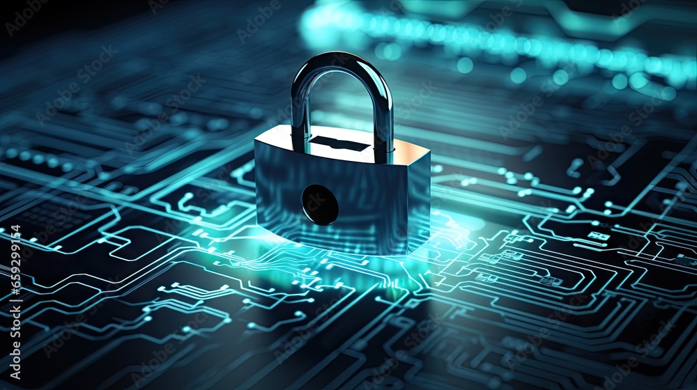 Aufkleber Computer keyboard secured with a padlock for network and data protection