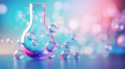 Cosmetic lab studying chemical essence bubbles