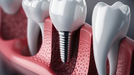 Closeup of dental implant parts on table - obrazy, fototapety, plakaty