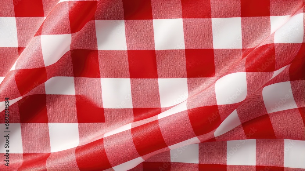 Poster Diagonal texture backdrop with red and white gingham tablecloth