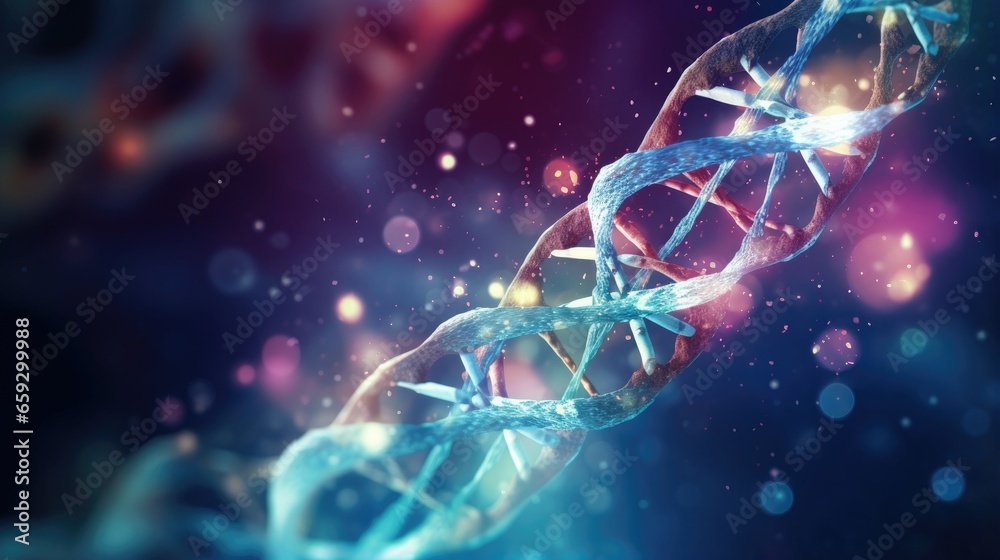 Aufkleber abstract scientific illustration depicting genetic engineering and gene manipulation with dna struct