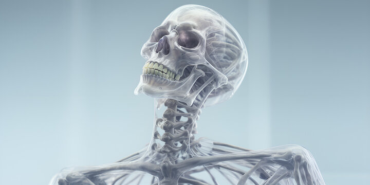 Transparent 3D Model of Human Head in Medical Context