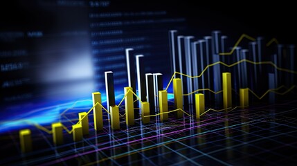 Fototapeta premium 3D illustration depicting rising economy in Ukraine with financial charts and stock market indexes
