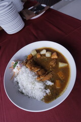 japanese food dori fish katsu with curry and rice