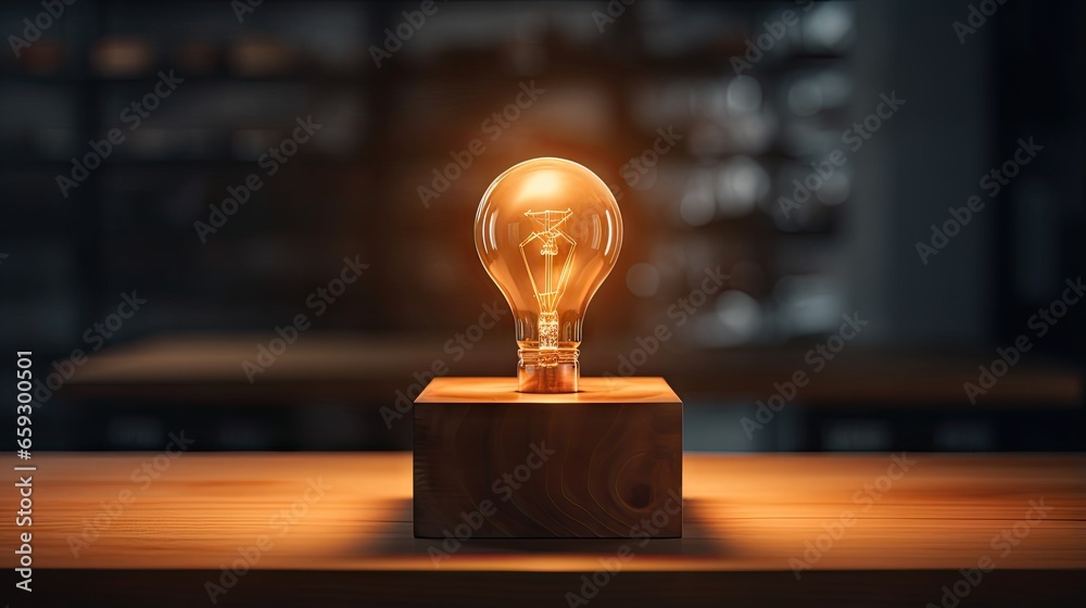 Aufkleber Concept of idea and creativity Process of creativity and problem solving Light bulb and question mark on block