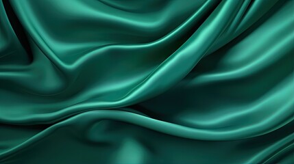 Obraz premium Emerald green silk fabric with a beautiful texture and pattern