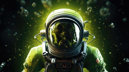 3D render of a lime green spaceman