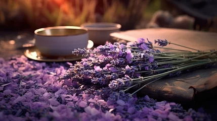 Fototapeten Dried lavender as herbal tea supplement © vxnaghiyev