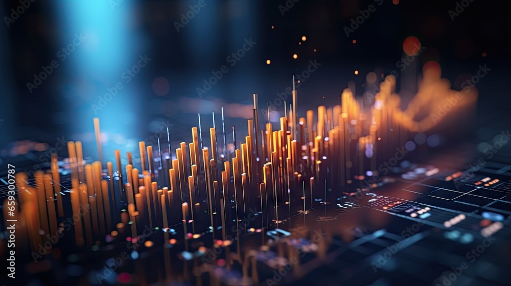 Poster AI chip enhances creative 3D rendering for finance concept in forex chart background