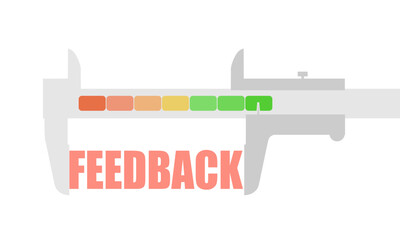 Customer review rating. People give review rating and feedback. Business satisfaction support. Keyword feedback and the caliper