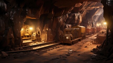 Australian underground gold and copper mine with underground infrastructure - obrazy, fototapety, plakaty