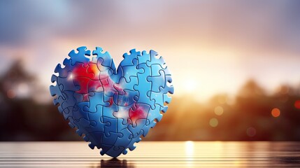 Autism awareness puzzle with a focus on mental health