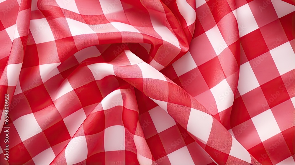 Poster Diagonal texture backdrop with red and white gingham tablecloth