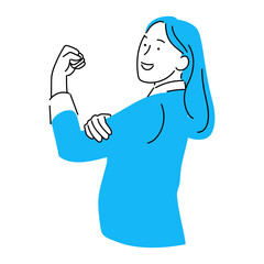 woman or female person show her strength and power vector illustration