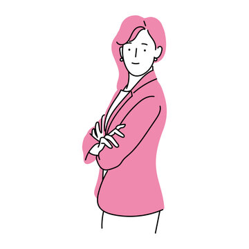 pink blazer woman arms crossed pose clip art preview