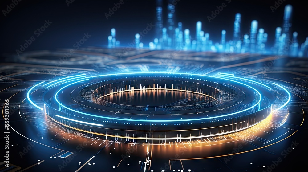 Leinwandbilder Circular data paths in a secure wireless system powered by data analytics and blockchain tech