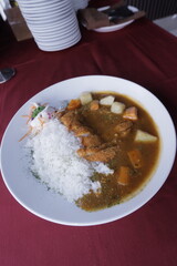 japanese food dori fish katsu with curry and rice