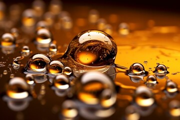 golden liquid droplets. Generative AI