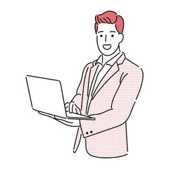 businessman or man working on laptop vector illustration