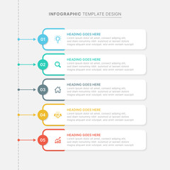 Simple Business Infographic Design Template with 5 Points - obrazy, fototapety, plakaty