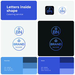 2D grocery store linear logo with brand name. Simple blue icon. Visual identity. Editable template with kanit font. Suitable for shopping, business, supermarket, grocery.
