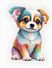 Cute baby dog realistic anatomy bright and color