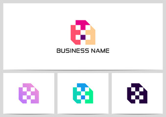 Geometric Shape Formed Negative Space Letter Alphabet Logo Design Logotype X