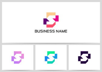 Geometric Shape Formed Negative Space Letter Alphabet Logo Design Logotype S