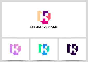 Obraz premium Geometric Shape Formed Negative Space Letter Alphabet Logo Design Logotype K