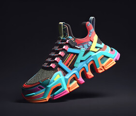 Sneakers are isolated on a dark background. Generated by AI