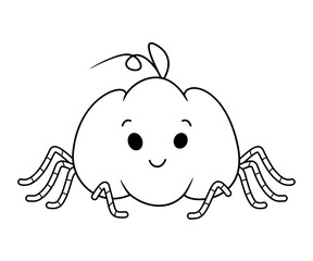 Pumpkin spider for Halloween coloring page cartoon vector illustration