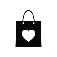 shopping bag with heart icon vector valentine day