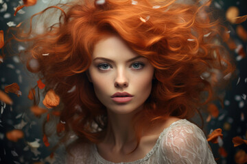 Fototapeta premium Portrait of a beautiful red-haired tender girl