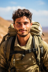 Obraz premium Endurance and Spirit: Revealing the resilience of an Israeli soldier facing exhaustion in a prolonged military operation 