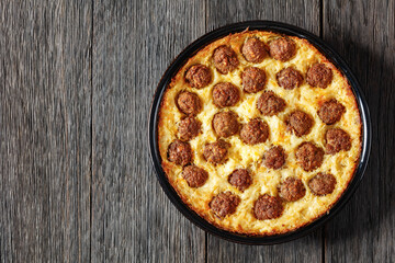 Meatball Hash Brown Casserole in baking dish