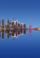 View of Shanghai's skyline panoramic cityscape at night