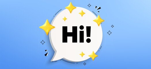 Hi welcome tag. Chat speech bubble banner. Hello invitation offer. Formal greetings message. Hi speech bubble message. Talk box infographics. Vector © blankstock