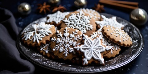Obraz na płótnie Canvas Snowflakes cookies