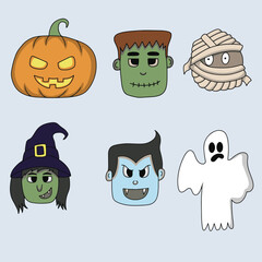Collection Of Halloween Character Illustration