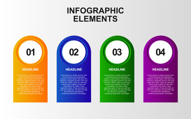 infographic element design with 4 colorful steps for presentation and business. infographic planning design for presentations.
