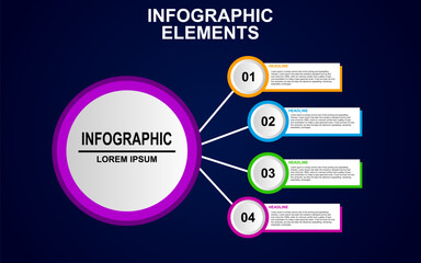 infographic element design with 4 colorful steps for presentation and business. infographic planning design for presentations.