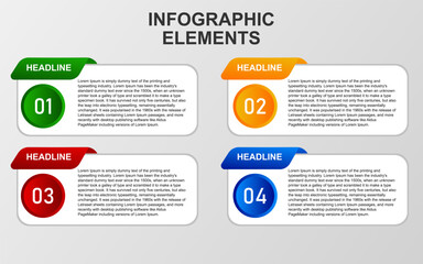 infographic element design with 4 colorful steps for presentation and business. infographic planning design for presentations.