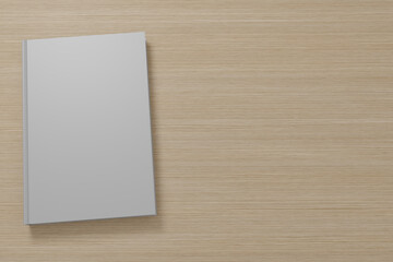 blank notebook on wood background