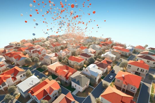 3D visualization of soaring Australian housing prices and population growth. Generative AI