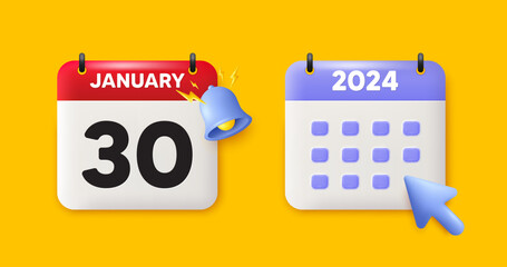 30th day of the month icon. Calendar date 3d icon. Event schedule date. Meeting appointment time. 30th day of January month. Calendar event reminder date. Vector